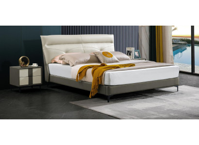 Designer Polster Doppelbett Betten Bett Schlafzimmer Ehebett Lederbett Neu A591