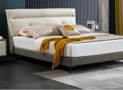 Designer Polster Doppelbett Betten Bett Schlafzimmer Ehebett Lederbett Neu A591