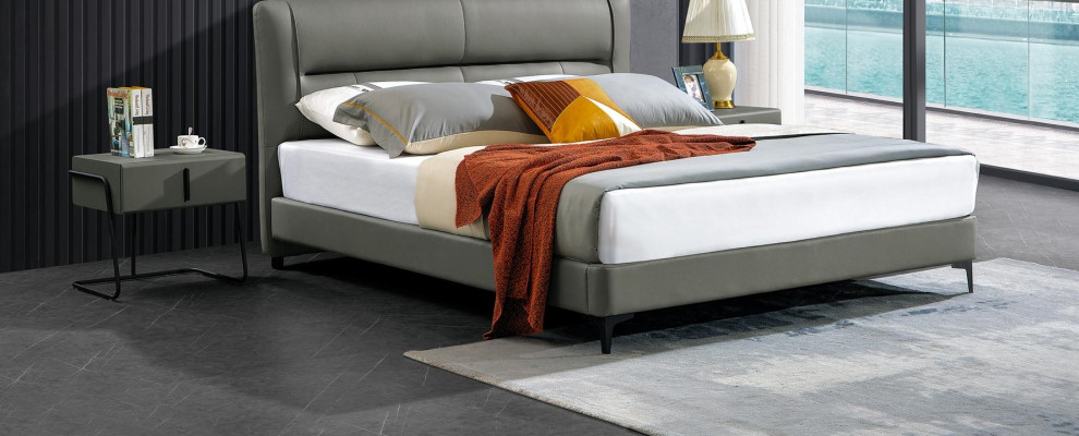 Doppelbett Lederbett Betten Designer Bett Kunstleder Polster Schlafzimmer Neu