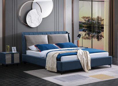 Designer Polster Doppelbett Betten. Bett Schlafzimmer Ehebett Textil Leder Neu