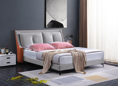 Klassisches Bett Doppelbett Betten Holz Grau Stil Echtes Holz Schlafzimmer Neu