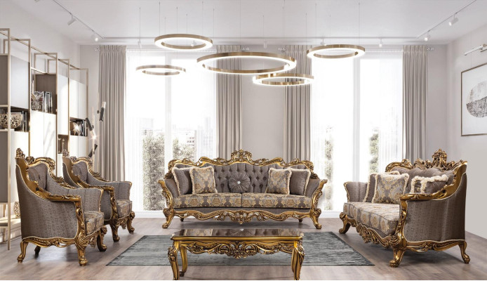 Klassische Chesterfield Couch Dreisitzer Goldenere Rahmen Sofa Couchen
