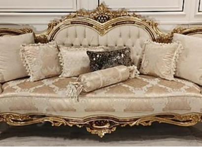 Chesterfield Barock Dreisitzer Couch Möbel Sofa Couchen Stoff Beige