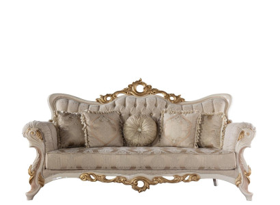 Chesterfield Barock Couch Möbel Sofa Couchen Stoff Gold Dreisitzer
