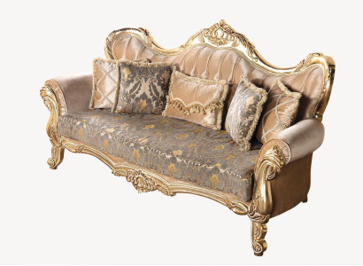 Chesterfield Barock Dreisitzer Couch Möbel Sofa Stoff Gold Couchen