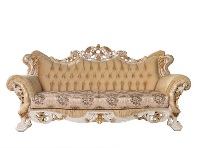 Chesterfield Barock Dreisitzer Couch Möbel Sofa Couchen Stoff Beige