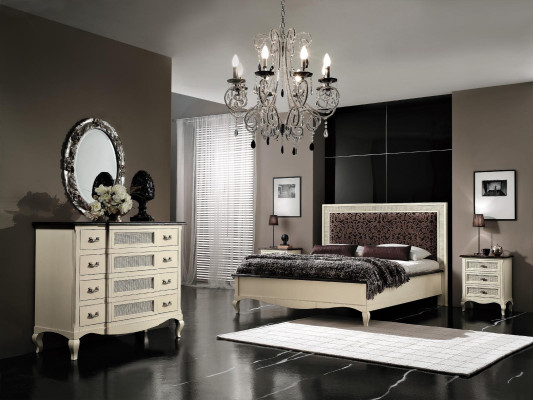 Schlafzimmer Bett Nachttisch Doppelbett Polster Betten Set Gruppe Garnitur 3tlg.