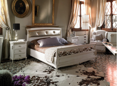 Schlafzimmer Möbel Einrichtung 3tlg. Set Komplett Bett Nachttischen Italien Neu