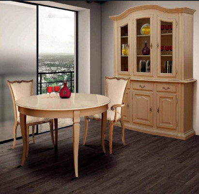 Esszimmer Möbel Massiv Holz Vitrinen Schrank Echtholz Anrichte Vitrine Glas Neu