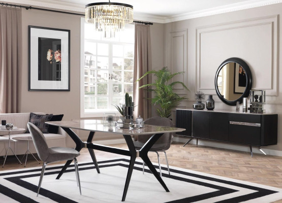 Ess Esszimmer Set Tisch 4x Stühle Set Garnitur Polster Designer 5tlg