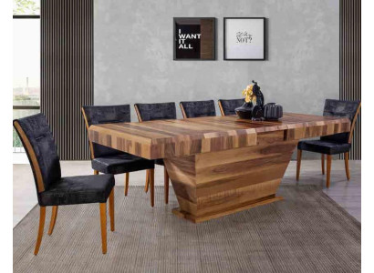 Tisch + 6Stuehle Set Garnitur Polster 7tlg Neu Designer Holz Ess Wohn Zimmer Set