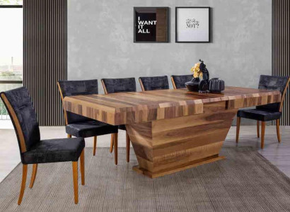 Tisch + 6Stuehle Set Garnitur Polster 7tlg Neu Designer Holz Ess Wohn Zimmer Set