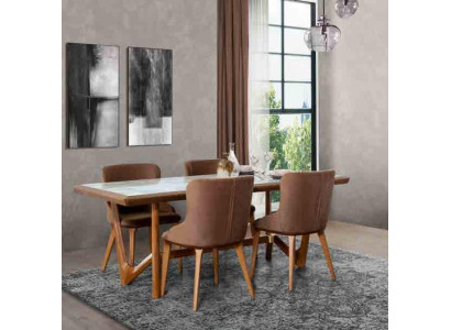 Luxus Set Esszimmer Esstisch Stuhl Tisch Tische Stühle Holz Design 5 tlg Neu