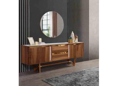 Sideboard Kommoden Set Italienische Möbel 2tlg. Schrank Holz Kommode mit Spiegel