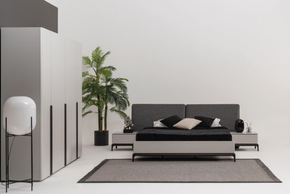 Bett Polster Design Luxus Doppel Hotel Betten Holz Möbel Hellgrau Loft