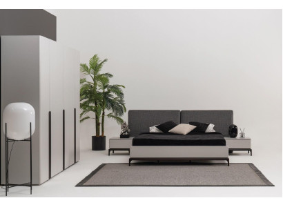 Bett Polster Design Luxus Doppel Hotel Betten Holz Möbel Hellgrau Loft