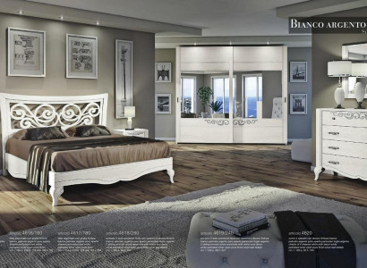 Set 6tlg Schlafzimmer Bett Nachttisch Kleiderschrank Kommode Spiegel Garnitur