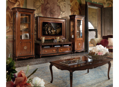 Set 4tlg. Wohnzimmer rtv Vitrine Kommode Couchtisch Holz Luxus Garnitur Gruppe