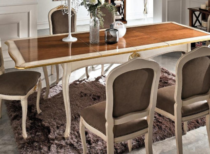 Set Tisch + 6 Stühle Komplette Klassisches Esszimmer Essgarnitur Möbel Barock