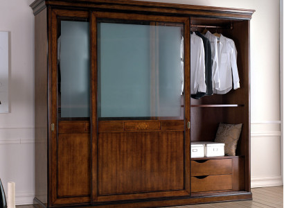 Schrank Echtholz Kleiderschrank Massive Schlafzimmer Möbel Italien Holzschrank