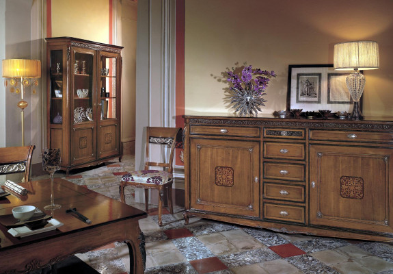 Vitrinen Glas Schrank Echtholz Vitrine Wohnzimmer Möbel Anrichte Massive Holz
