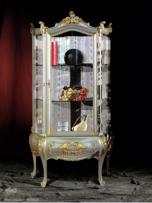 Barock Möbel Italienische Vitrine Schrank Möbel Schränke Echtholz Regal Elegant