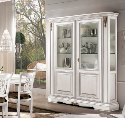 Vitrinen Wohnzimmer Weiß Schränke Anrichte Weiß hell Vitrine Schrank Klassische