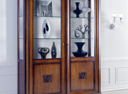 Vitrinen Glas Schrank Echtholz Vitrine Wohnzimmer Möbel Anrichte Massive Holz