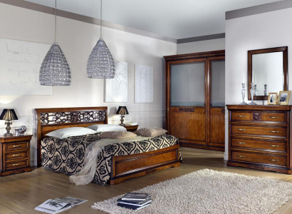 Schlafzimmer Holz Braun Bett Luxus Möbel Vaccari cav giovanni Massivholz Neu