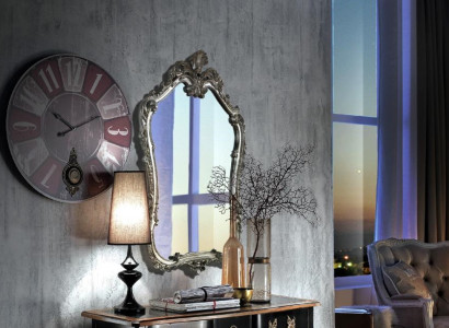 Spiegel Klassischer Wandspiegel Holz Design Silber Wohnzimmer Italien Möbel