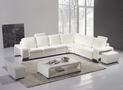 Komplette Sofa Couch Moderne Garnitur Ecksofa + Hocker + Couchtisch