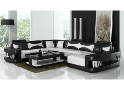 Luxus Ecksofa Sofa Polster Couch Wohnlandschaft U Form - Ledersofas