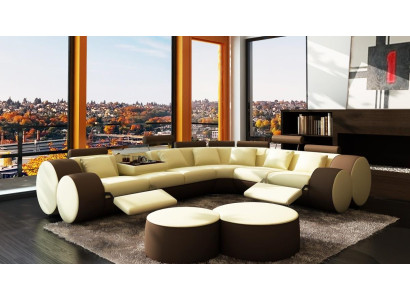 Ecksofa Sofa Leder Couch - Designer Couchgarnitur Sitz Polster Wohnlandschaft