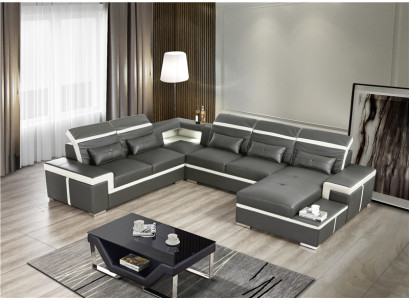 Sofas U Form Sofa Couch Polster Garnitur Wohnlandschaft Design Ecksofa Leder Neu