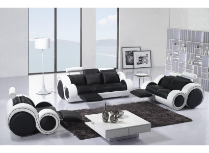 Designer Sofagarnitur 3+1+1 Sitzer Sofa Leder Couch Garnitur Polster Set