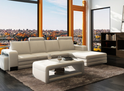 Leder Modern Couch Wohnlandschaft Ledersofa Sofagarnitur Sofa L-Form