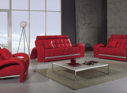Designer Sofagarnitur 3+1+1 Sitzer Sofa Couch Leder Garnitur Polster Set
