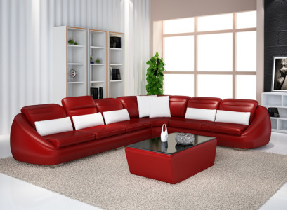Designer Sofa Couch Ecksofa mit Hocker Wohnlandschaft Garnitur Polster