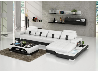 Ecksofa Sofa Wohnlandschaft L Form Polster Couch Ledersofa Sofas