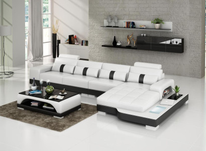 Ecksofa Sofa Wohnlandschaft L Form Polster Couch Ledersofa Sofas