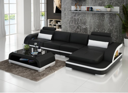 Ledersofa L-Form Couch Wohnlandschaft Ecksofa Dekor Garnitur Design Modern