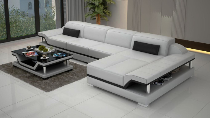 Design Ecksofa L-form Couch Leder Sofas Weiß Wohnlandschaft Couchen