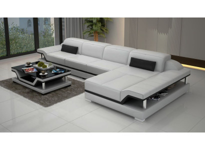 Design Ecksofa L-form Couch Leder Sofas Weiß Wohnlandschaft Couchen