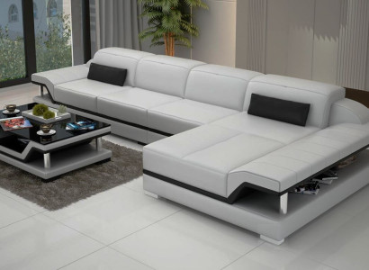 Design Ecksofa L-form Couch Leder Sofas Weiß Wohnlandschaft Couchen