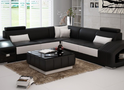 Ledersofa L-Form Couch Möbel Wohnlandschaft Ecksofa Garnitur Design