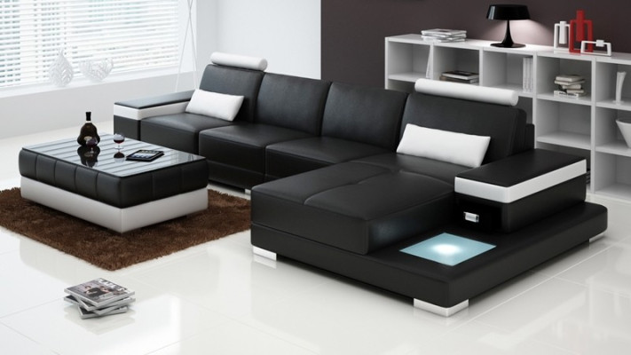 Couch Ecksofa Möbel Leder Wohnlandschaft Garnitur Design Modern Sofa