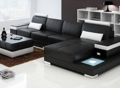 Couch Ecksofa Möbel Leder Wohnlandschaft Garnitur Design Modern Sofa