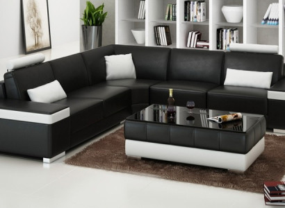 Ledersofa Möbel L-Form Couch Wohnlandschaft Ecksofa Garnitur Design