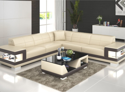 Ledersofa L-Form Couch Wohnlandschaft Ecksofa Garnitur Design Sofa