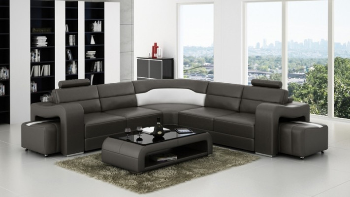 Ecksofa Sofa Couch Polster Wohnlandschaft Leder Eck Sofas Deko Garnitur